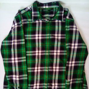 Ralph Lauren Green Label Plaid Button Up Long Sleeves - XL. Green/Black/Gold